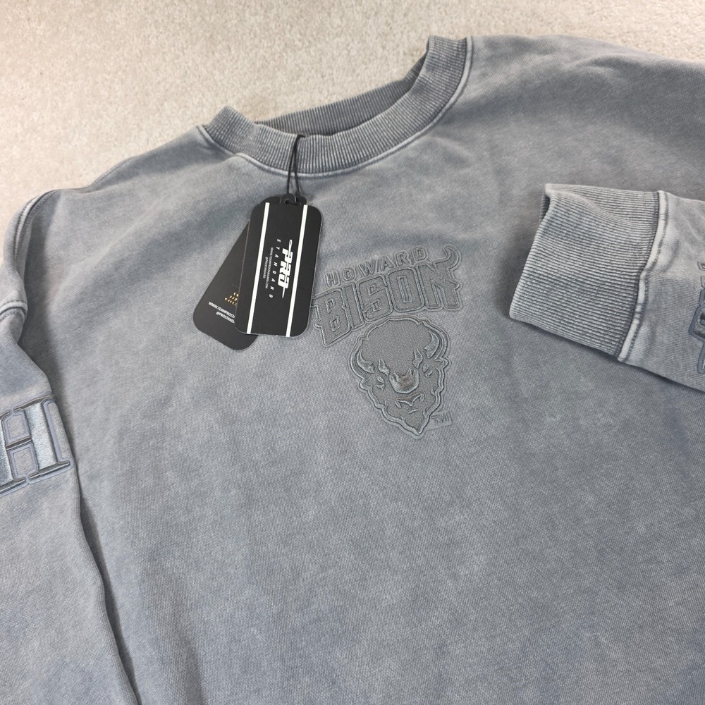 Pro Standard Howard Bison Crewneck Sweatshirt Mens L Gray Vintage Classics NWT